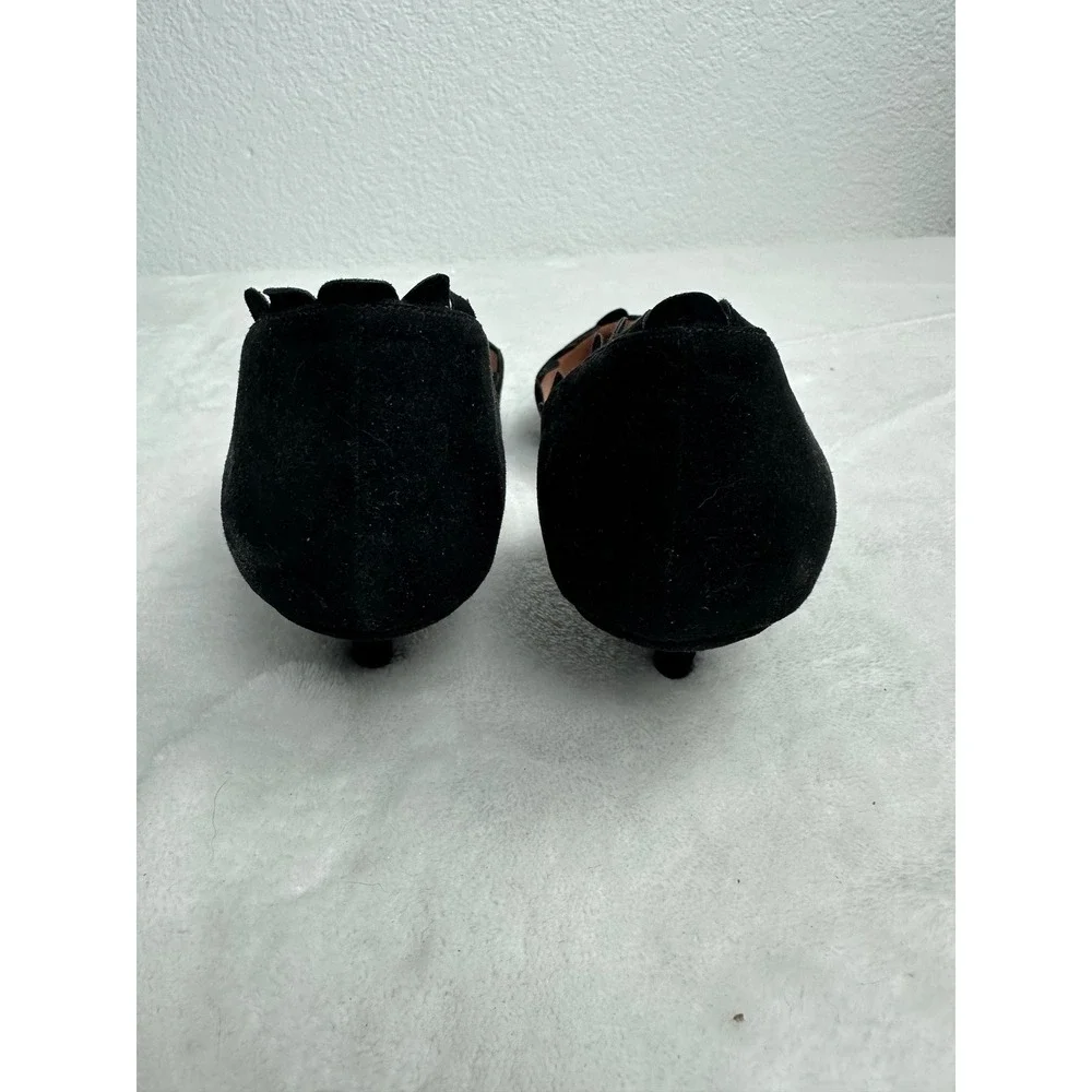 Journey Collection Taavi d'Orsay Women 10 Black Scallop Kitten Heel Pointed Toe